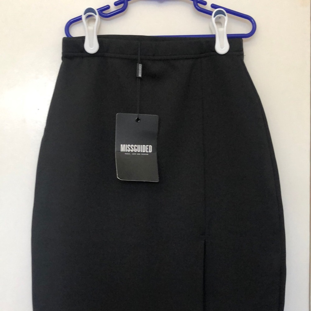 Missguided Thigh high split scuba midi skirt